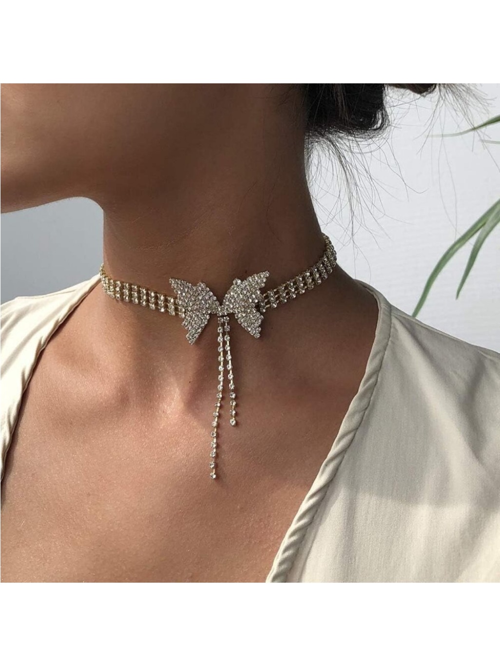 Crystal Butterfly Choker Rhinestone Alloy Jewelry For Ladies Party Wear New